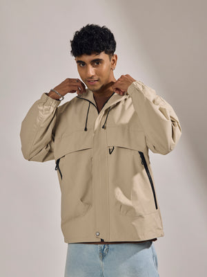 men's light biege hooded nylon jacket made from nylon blend, lightweight and durable
lightweight jakcet for men