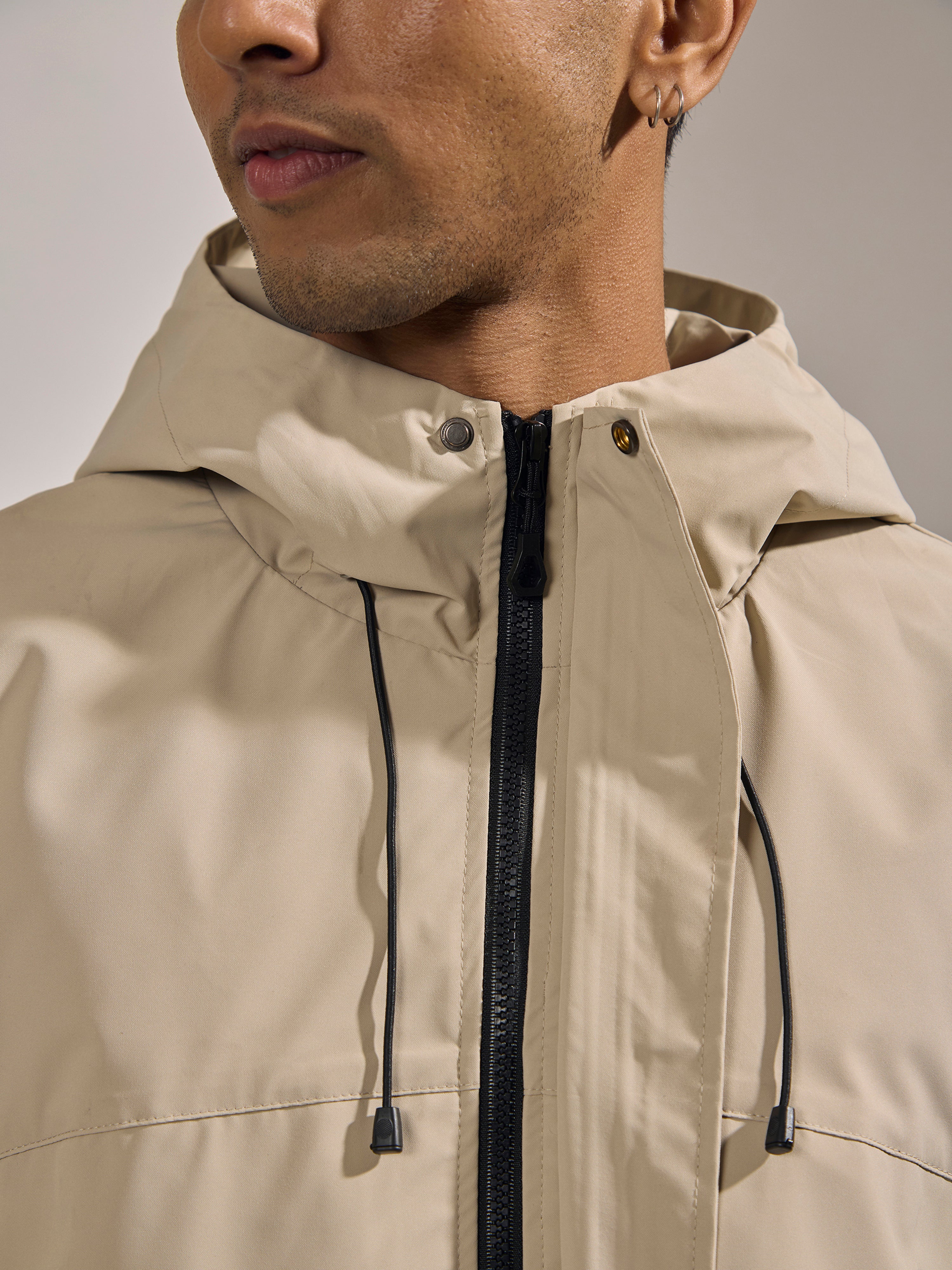 men's light biege hooded nylon jacket made from nylon blend, lightweight and durable
lightweight jakcet for men