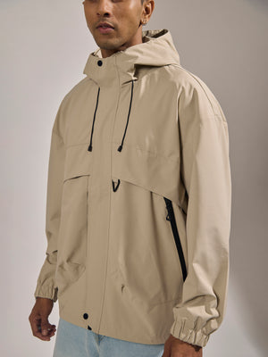 men's light biege hooded nylon jacket made from nylon blend, lightweight and durable
lightweight jakcet for men