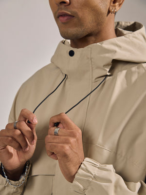 men's light biege hooded nylon jacket made from nylon blend, lightweight and durable
lightweight jakcet for men