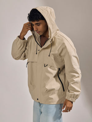 men's light biege hooded nylon jacket made from nylon blend, lightweight and durable
lightweight jakcet for men