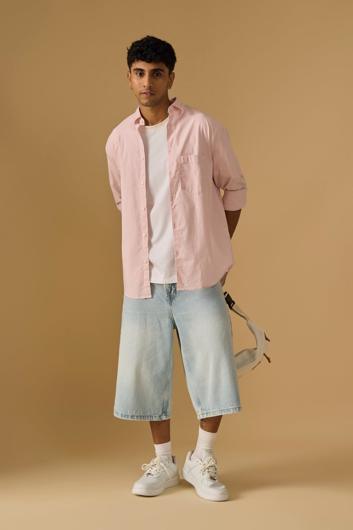 Lisandra - Oversize Striped Shirt- Pink - Espanshe