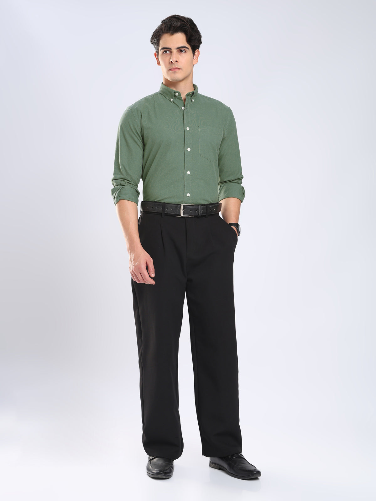 Dimo - Brushed Oxford Shirt - Hunter Green