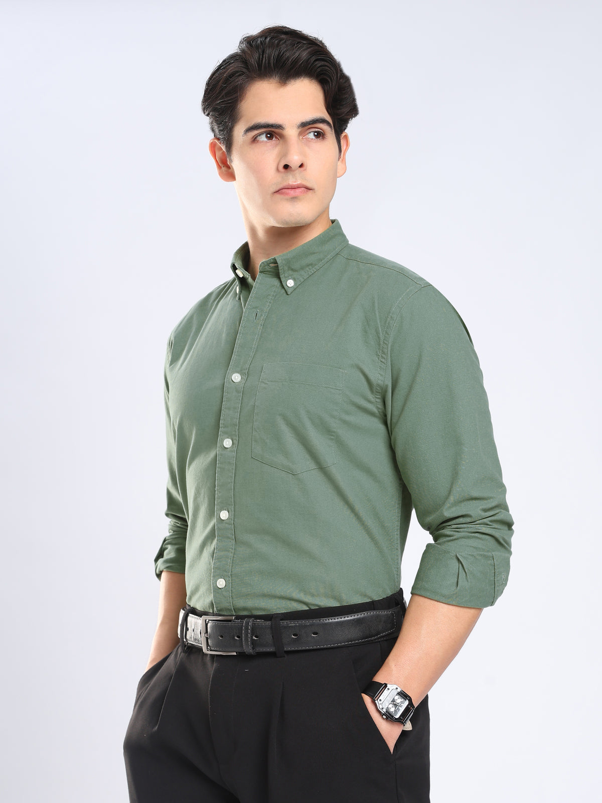 Dimo - Brushed Oxford Shirt - Hunter Green