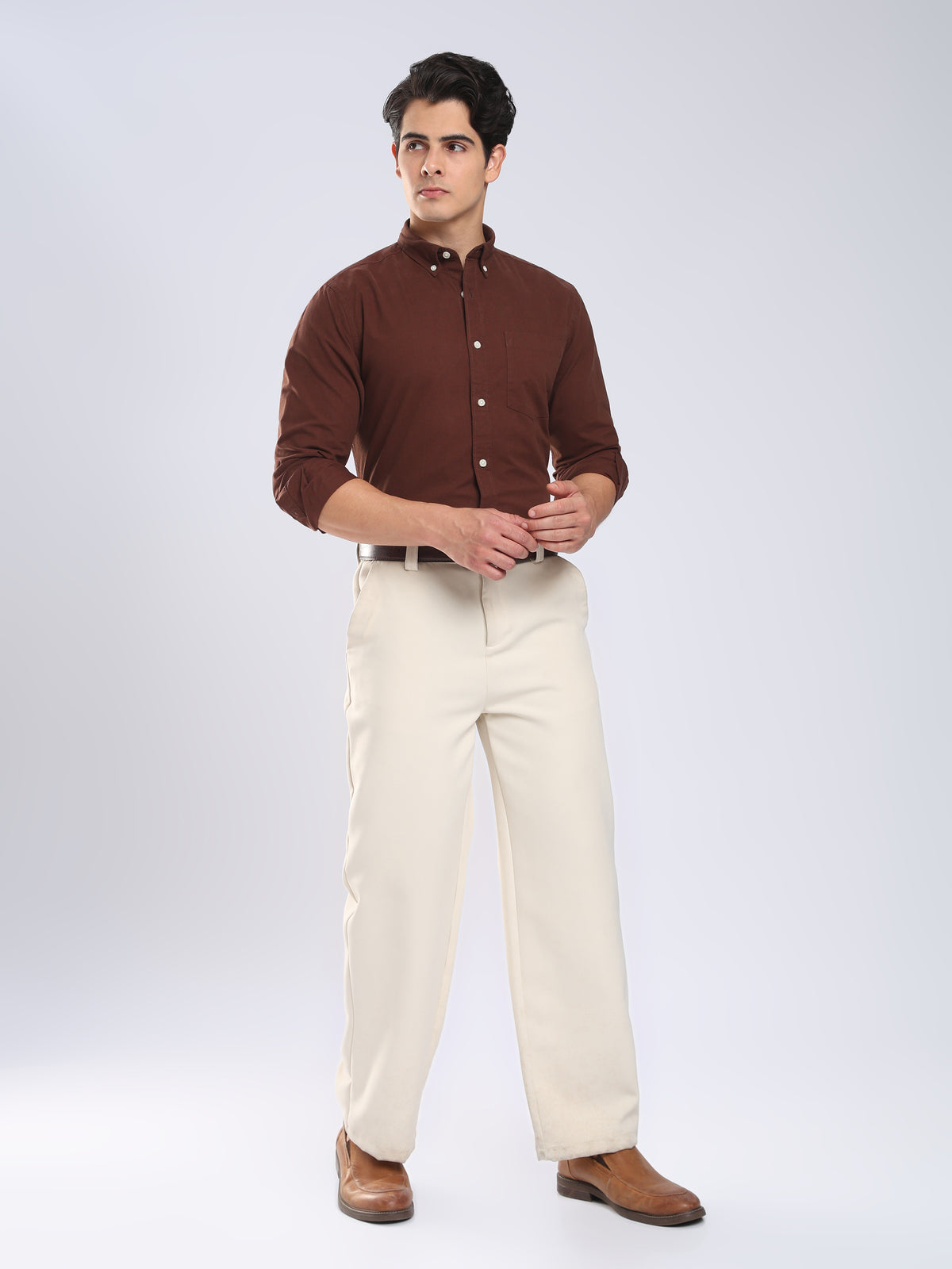 Dimo - Brushed Oxford Shirt - Raisin Brown