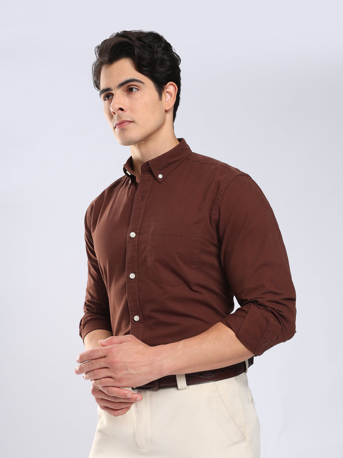 Dimo - Brushed Oxford Shirt - Raisin Brown