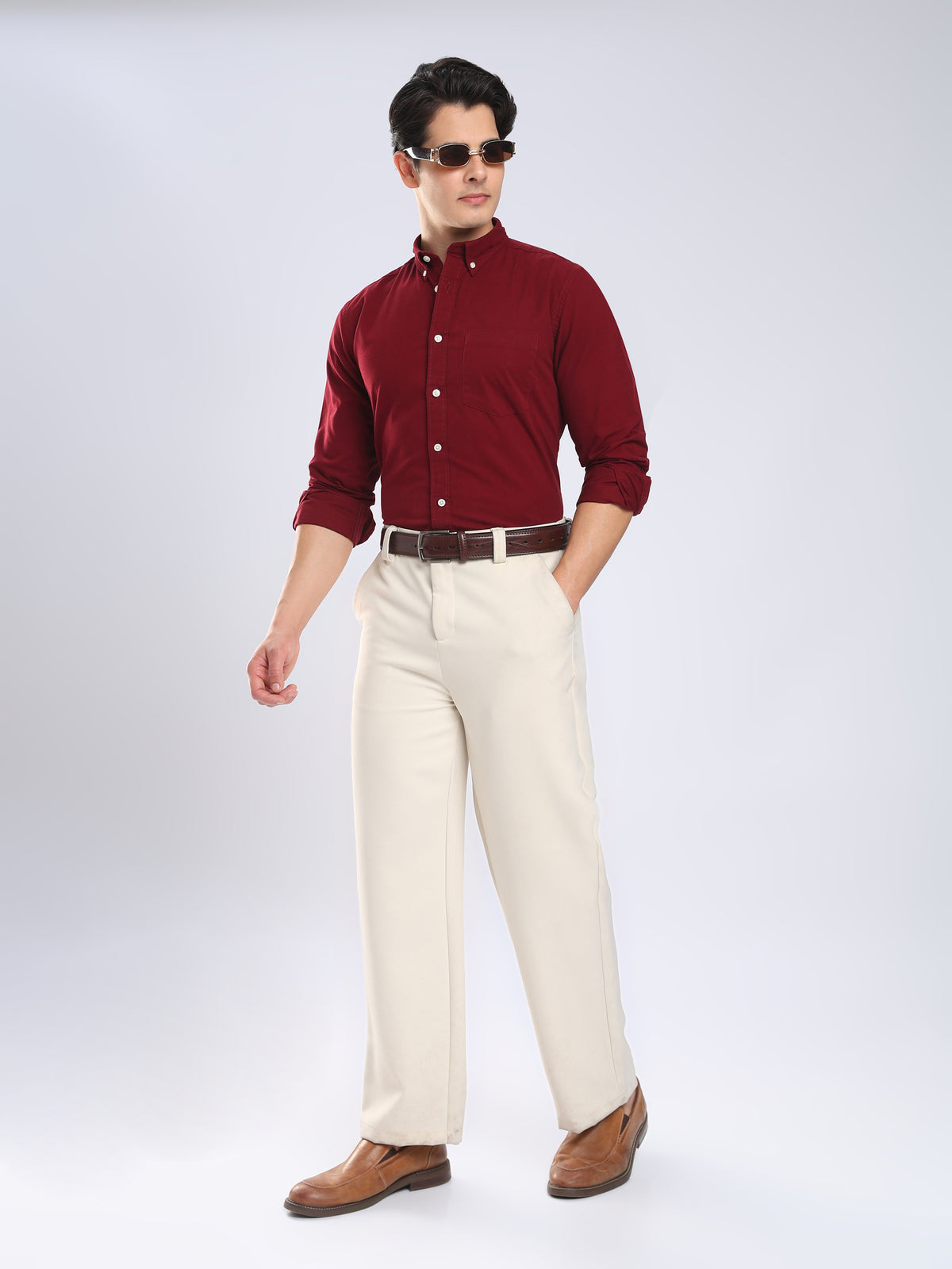 Dimo - Brushed Oxford Shirt - Maroon