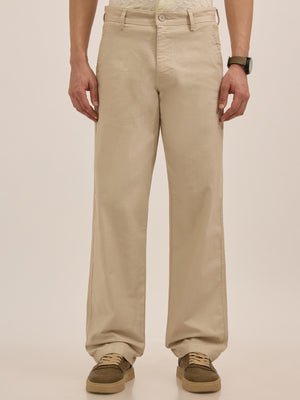 men's Comfort Fit Cotton trousers - Off White