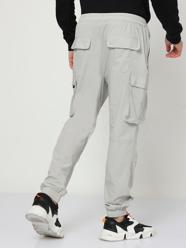 Casual Quill Gray Ns Lycra Cargo Joggers For Men