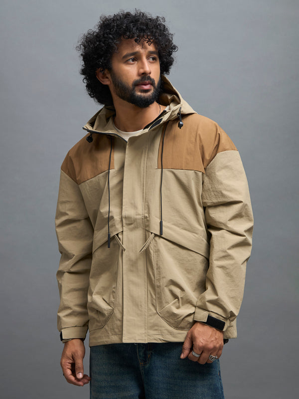 Quiterie - Hooded Nylon Jacket - Dark Beige