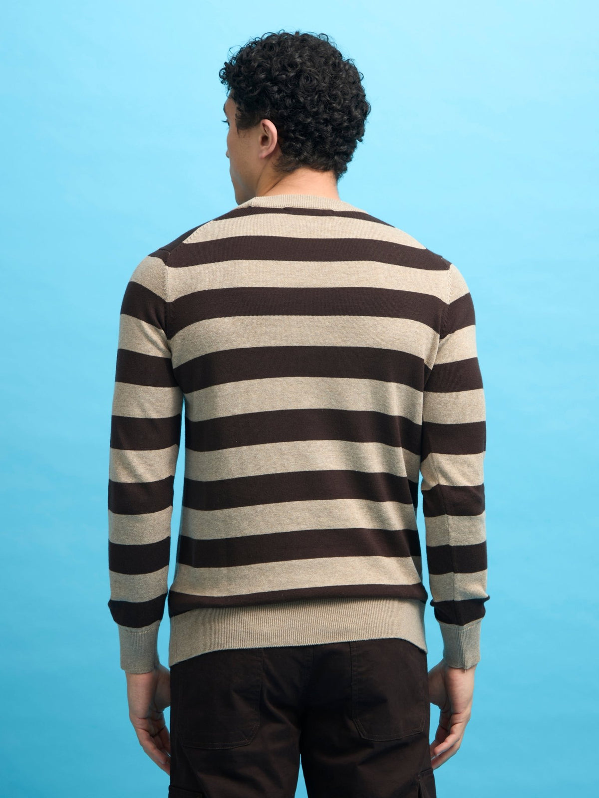 Piers - Striped Sweater Tee- Dark Brown - Espanshe