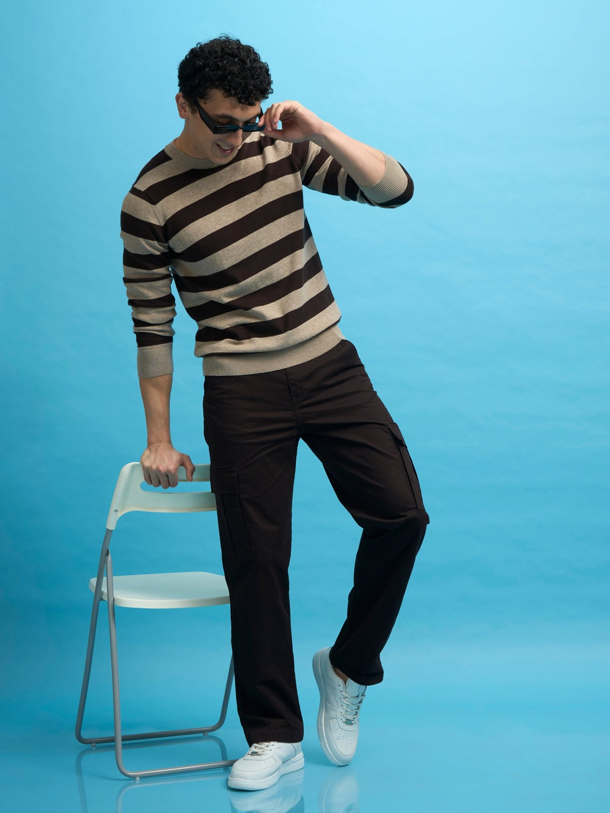 Piers - Striped Sweater Tee- Dark Brown - Espanshe