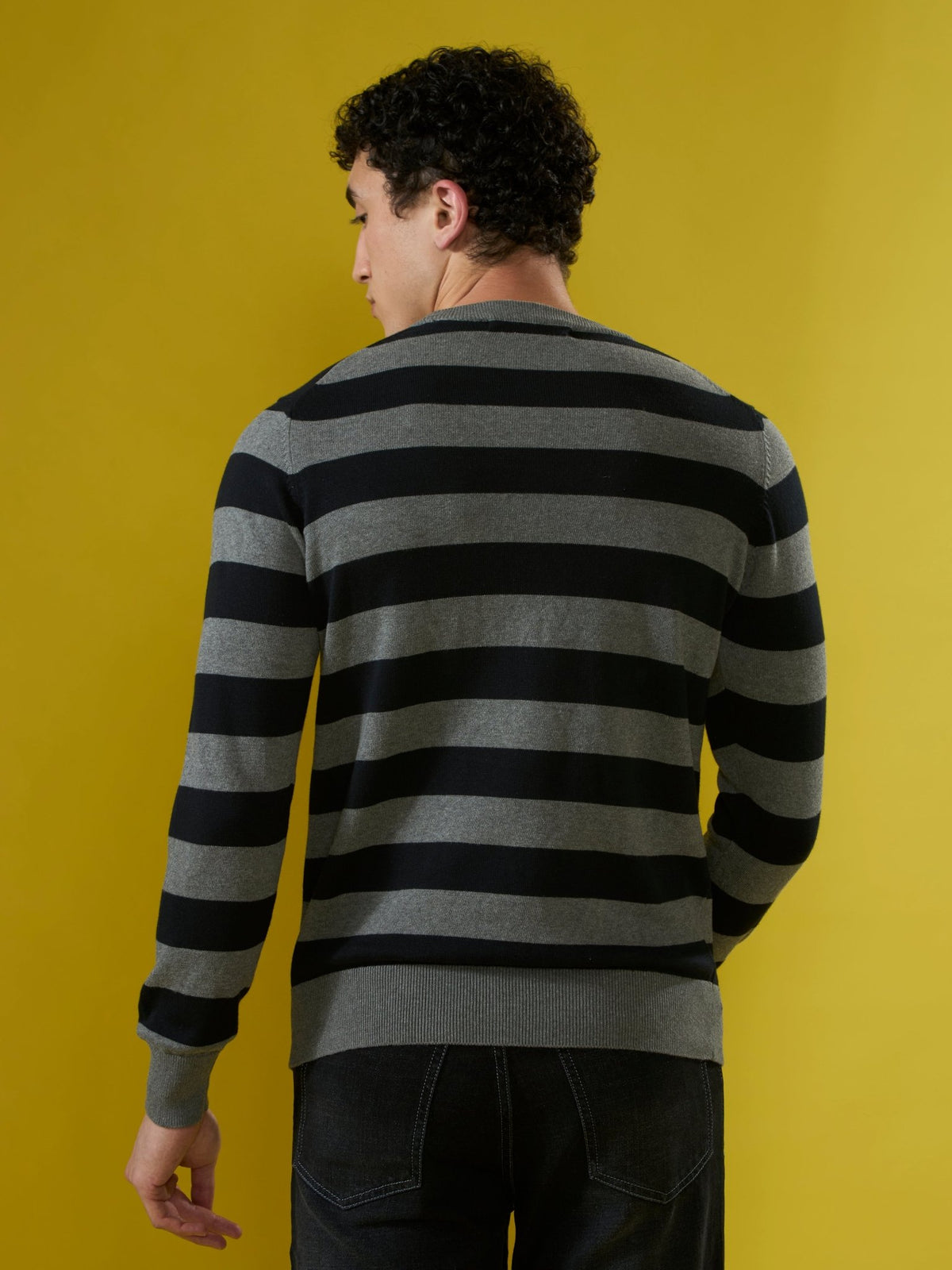 Piers - Striped Sweater Tee- Black - Espanshe