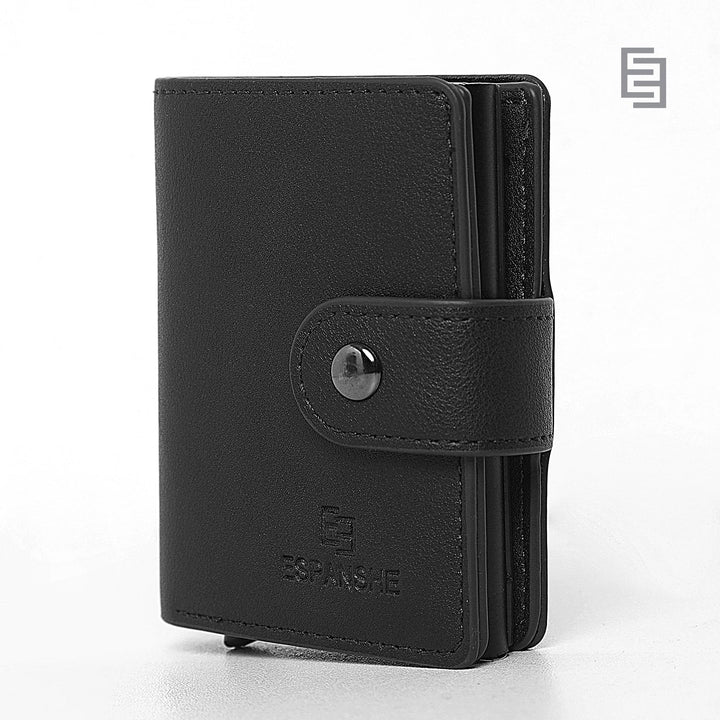 Wallet with popup card dispenser and pockets - Black - Espanshe