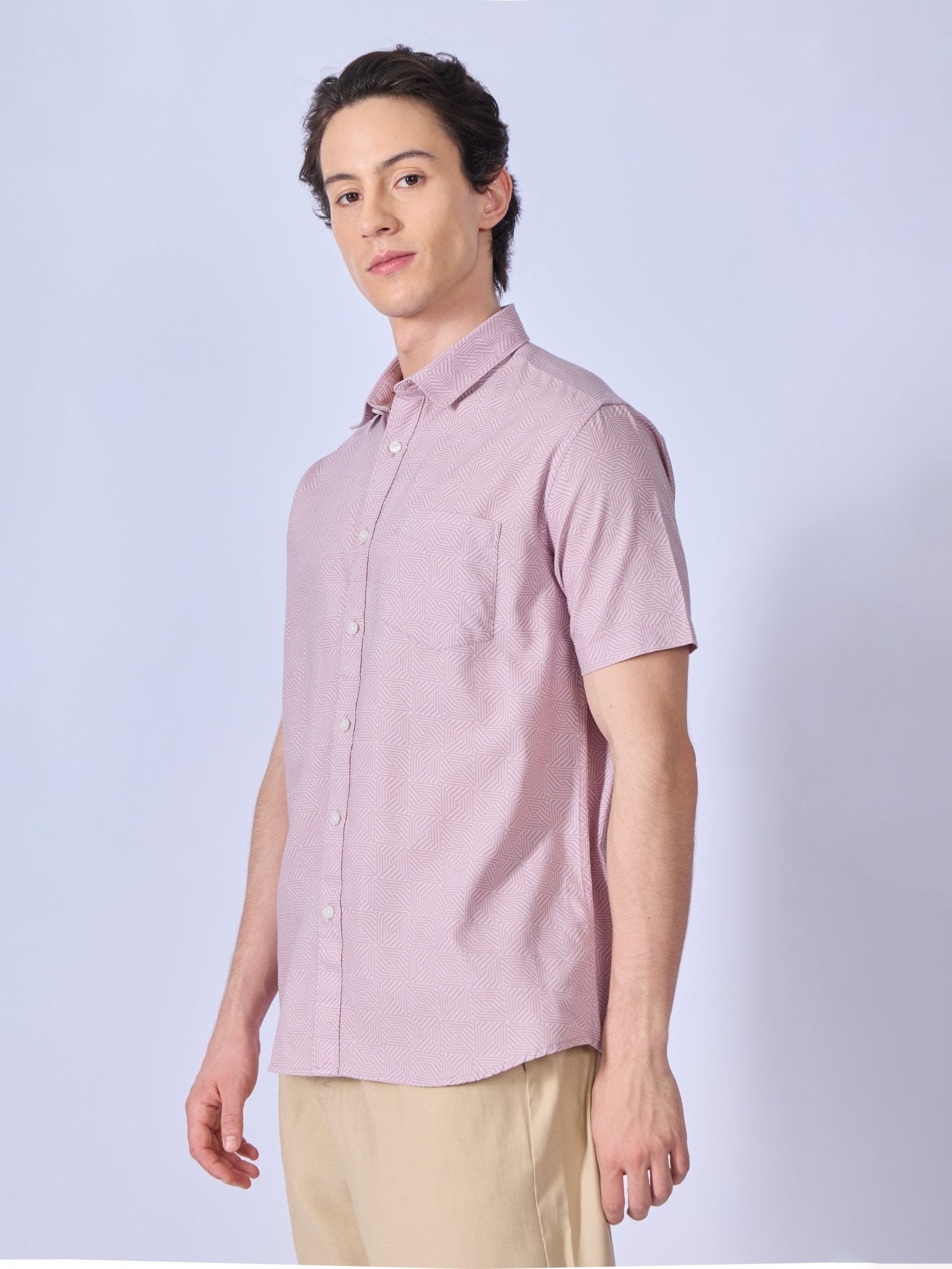 Vovomo - Half Sleeve Printed Shirt - Dusty Rose - Espanshe