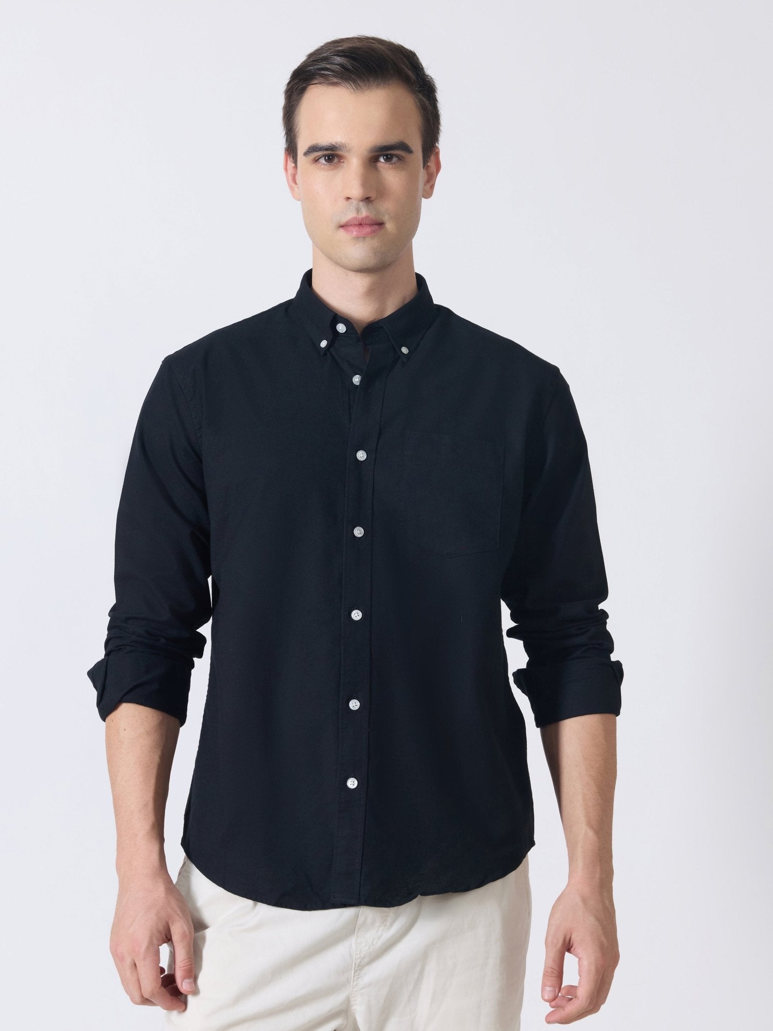 Xilipho - Relaxed Fit Oxford Shirt - Black - Espanshe