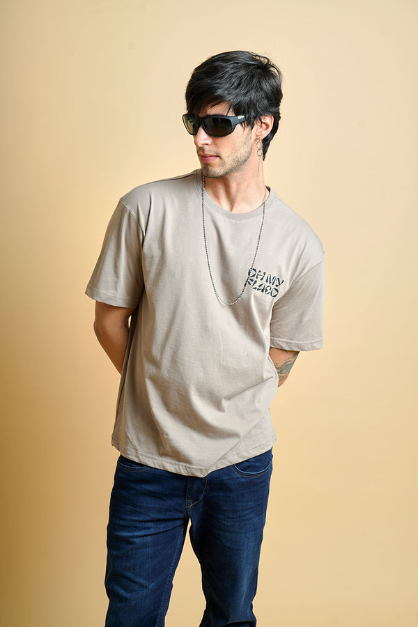 Letter Printed Foggy Gray T-Shirt