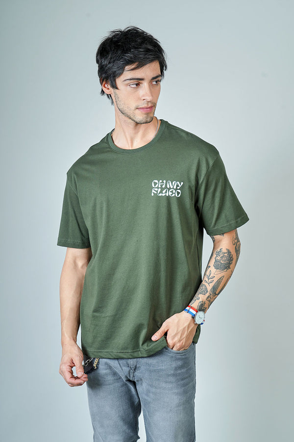 Letter Printed Spanish Green T-Shirt