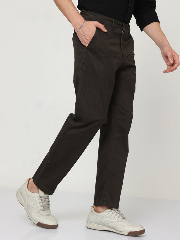 Men Black Marlin Relaxed Fit Cotton Trouser
