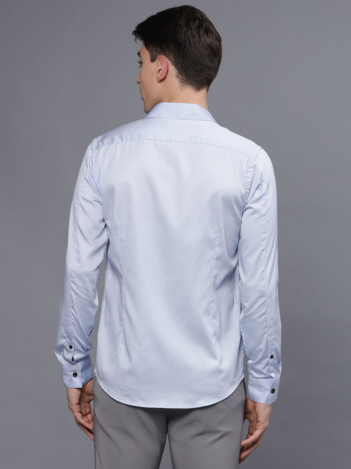 Men Blue Haze Premium Satin Solid Shirt