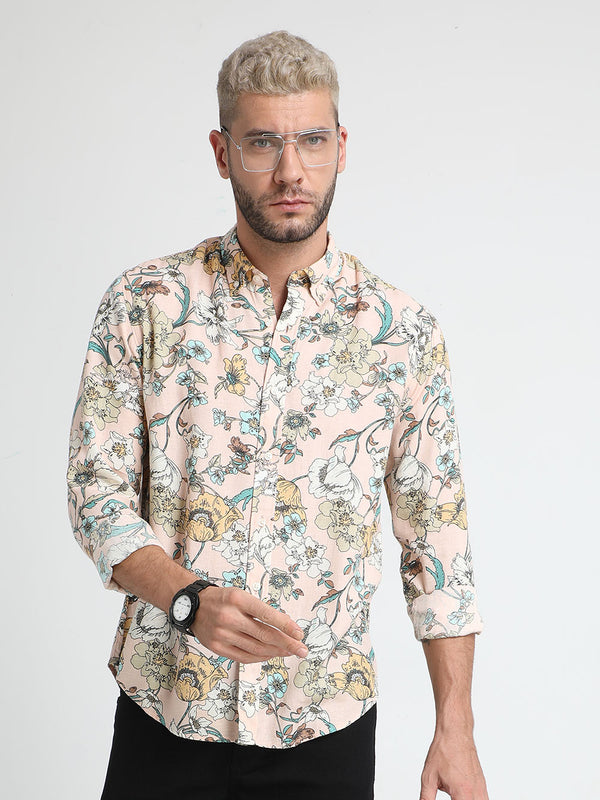 Men Quarter Spanish Linen Printed Shirt